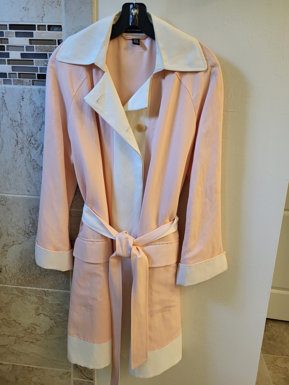 Classic Two-Tone Pink & Cream Belted Robe Coat